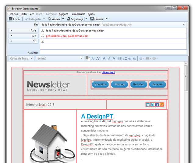 newsletter html aberta no thunderbird