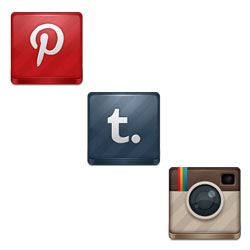 Ícones de Pinterest, Tumblr e Instagram