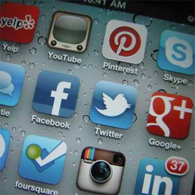 ícones de redes sociais no iphone