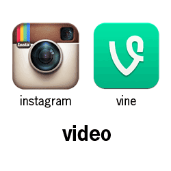 ícones vine e instagram video
