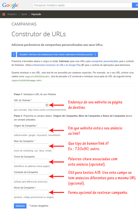 Construtor de URL Google