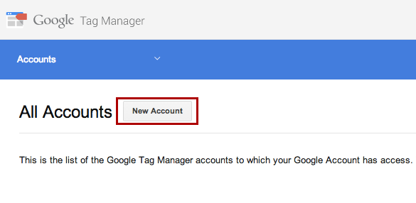 Criar nova conta no Google Tag Manager