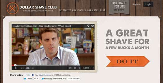 Dollar shave club landing page